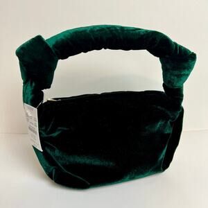 NEW JCrew Women's Velvet Emerald Green Double Knot Hobo Hand Bag in Old Forest
